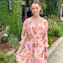 Load image into Gallery viewer, &quot;Malia&quot; Pink Pineapple Sheer Dress