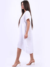 Load image into Gallery viewer, &#39;Anna&#39; Off White 100% Linen Dress with Pockets