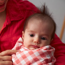 Load image into Gallery viewer, Pink Clay Gingham Bamboo/Cotton Muslin Bib