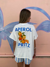 Load image into Gallery viewer, &#39;Aperol Spritz&#39; T-Shirt &amp; Blue Stripe Short Set - By Frankie