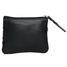 Load image into Gallery viewer, Arica Black &amp; White Tooled Leather Cowhide Zip Purse