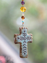 Load image into Gallery viewer, Artisan Cross Ceramic Car Charm