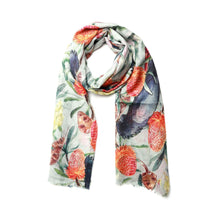 Load image into Gallery viewer, Grey Cockatoo Banksia Modal Silk Scarf