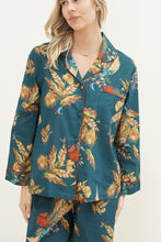 Load image into Gallery viewer, Autumn Leaf Petrol Blue Long PJ Set