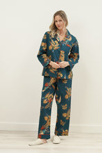 Load image into Gallery viewer, Autumn Leaf Petrol Blue Long PJ Set