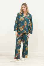 Load image into Gallery viewer, Autumn Leaf Petrol Blue Long PJ Set