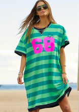 Load image into Gallery viewer, Green Stripe Beach Sweat Dress - Hammill &amp; Co