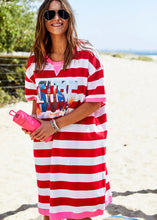 Load image into Gallery viewer, Red/White Stripe Beach Sweat Dress - Hammill &amp; Co