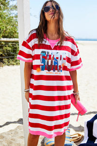 Red/White Stripe Beach Sweat Dress - Hammill & Co