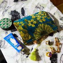 Load image into Gallery viewer, Peacock Bernanda Velvet Pouch - Sage x Clare