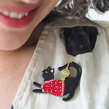 Load image into Gallery viewer, Feline Festive Brooch - Erstwilder Merry Kitschmas