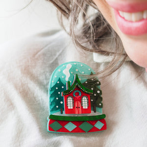 Seasonal Snow Globe Brooch - Erstwilder Merry Kitschmas