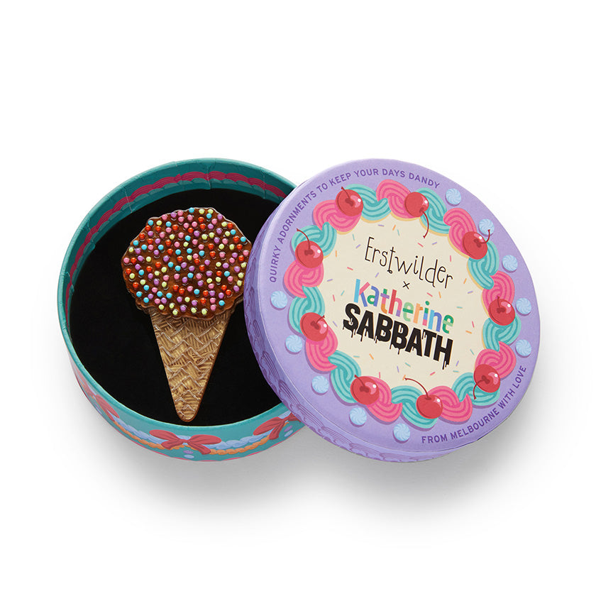 Sprinkles Ice Cream Cake Cone Brooch - Erstwilder x Katherine Sabbath