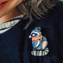 Load image into Gallery viewer, The Resourceful Raccoon Brooch - Erstwilder x Pete Cromer North America