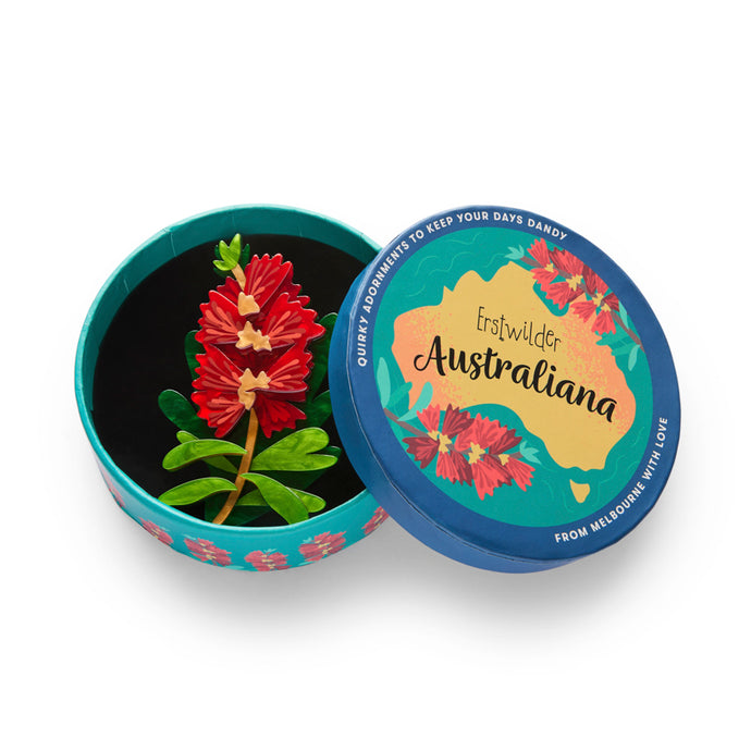 Crimson Bottlebrush Brooch - Erstwilder Australiana 2025