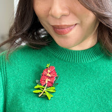 Load image into Gallery viewer, Crimson Bottlebrush Brooch - Erstwilder Australiana 2025