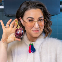 Load image into Gallery viewer, Eggplant Envy Brooch - Erstwilder In Praise Of Veg