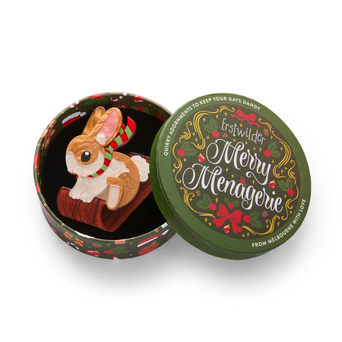 Breezy the Bunny Brooch - Erstwilder Merry Menagerie