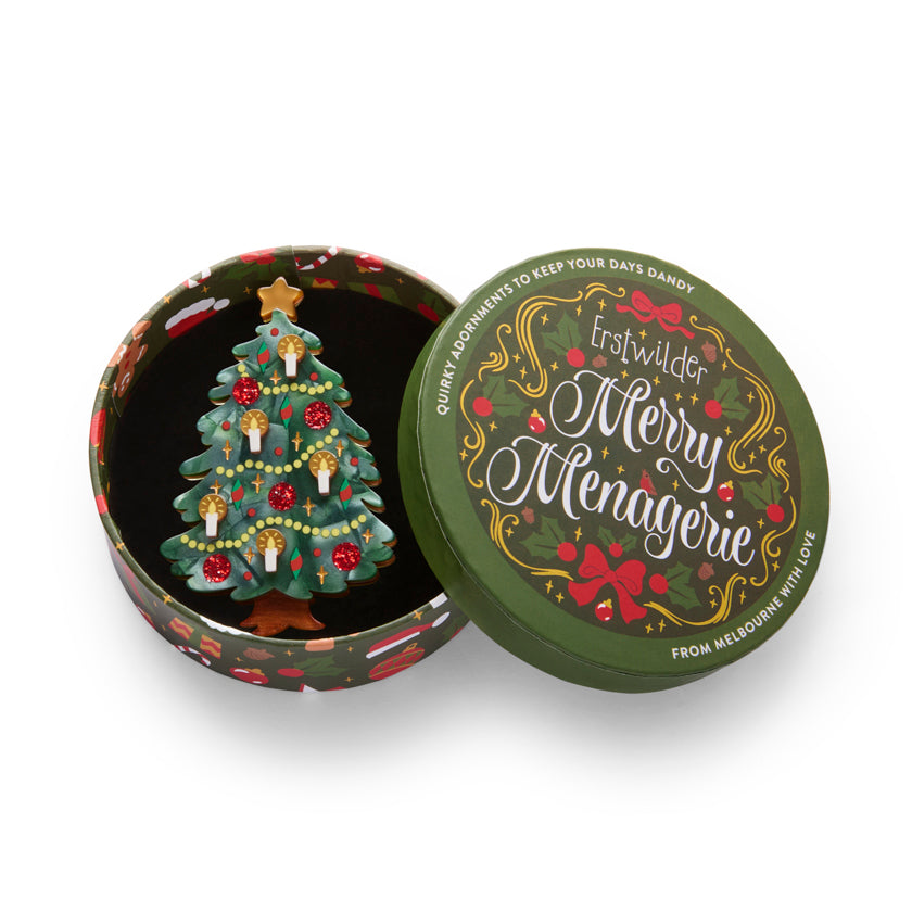 Christmas Tree Centre-Piece Brooch - Erstwilder Merry Menagerie