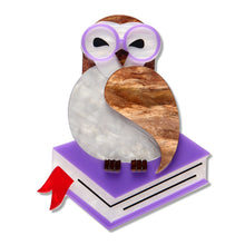 Load image into Gallery viewer, Studious Snow Owl Brooch - Erstwilder 15th Birthday Fan Favourites