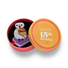 Load image into Gallery viewer, Studious Snow Owl Brooch - Erstwilder 15th Birthday Fan Favourites