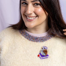 Load image into Gallery viewer, Studious Snow Owl Brooch - Erstwilder 15th Birthday Fan Favourites