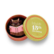 Load image into Gallery viewer, Puss in Books Brooch - Erstwilder 15th Birthday Fan Favourites