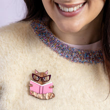 Load image into Gallery viewer, Puss in Books Brooch - Erstwilder 15th Birthday Fan Favourites