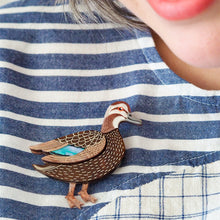 Load image into Gallery viewer, Pacific Black Duck Brooch - Erstwilder x Royal Botanic Gardens Victoria