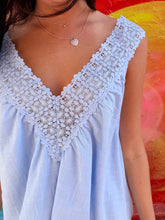 Load image into Gallery viewer, Baby Blue Lace Trim Mini Dress - By Frankie