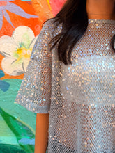 Load image into Gallery viewer, Baby Blue Oversized Sequin Top - By Frankie