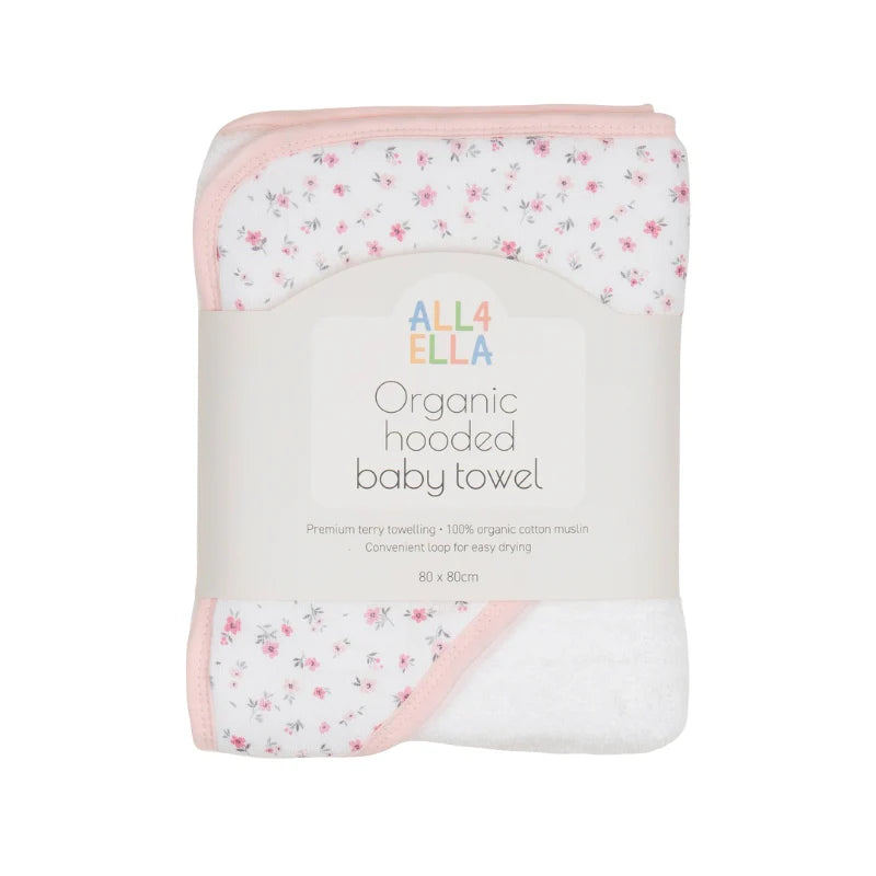 Pink Petals Hooded Baby Towel