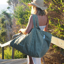 Load image into Gallery viewer, Beachy Keen Waxed Canvas Beach Bag - Moss Green