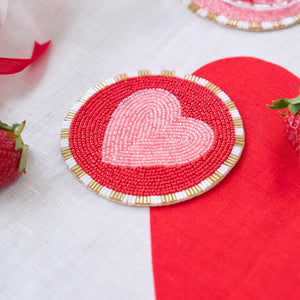 Heart Beaded Coasters - Set of 4
