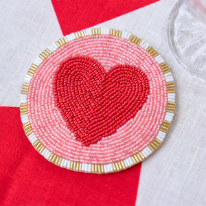 Heart Beaded Coasters - Set of 4