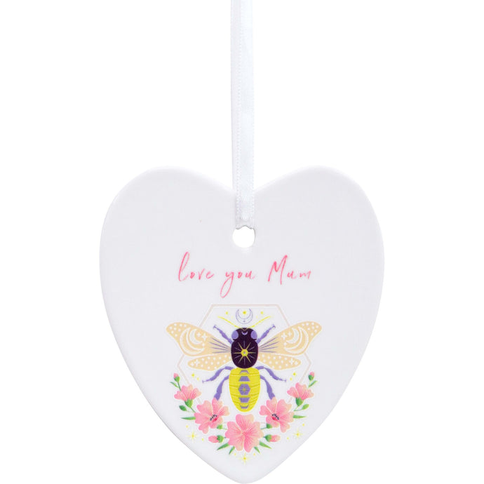 'Love You Mum' Bee Hanging Heart