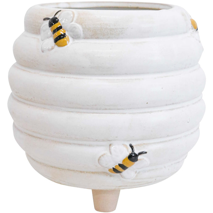 White Bee Planter on Feet 15cm