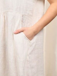 'Anna' Beige 100% Linen Dress with Pockets
