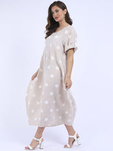 Load image into Gallery viewer, &#39;Dot&#39; Beige Polka Dot Print Oversized 100% Linen Slouchy Dress