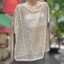 Load image into Gallery viewer, Beige Off Shoulder Sequin Top - By Frankie