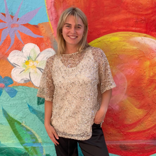 Load image into Gallery viewer, Beige Sequin Knit Top - By Frankie