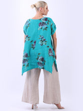 Load image into Gallery viewer, &#39;Bella&#39; Teal Floral 100% Linen Tunic Top