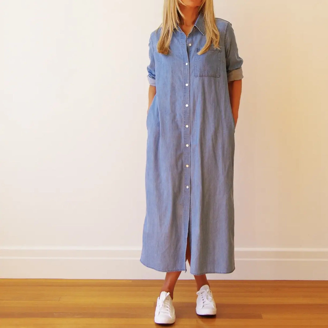 Belle Long Denim Shirt Dress - Who's Charlie