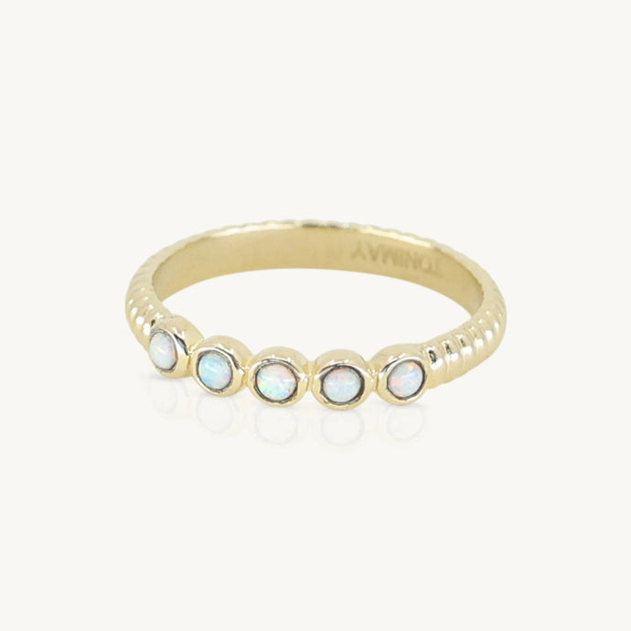 Binded Opal Gold Stacker Ring - ToniMay