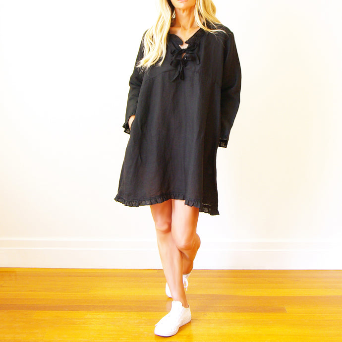 Black Mitsi Linen Dress - Who's Charlie