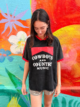 Load image into Gallery viewer, Black Acid Wash 'Cowboys and Country Music' T-Shirt - By Frankie