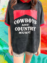 Load image into Gallery viewer, Black Acid Wash 'Cowboys and Country Music' T-Shirt - By Frankie
