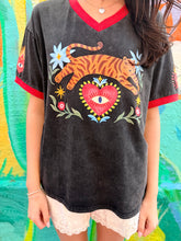 Load image into Gallery viewer, Black Acid Wash 'Tiger Eye' T-Shirt - By Frankie
