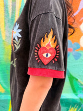 Load image into Gallery viewer, Black Acid Wash 'Tiger Eye' T-Shirt - By Frankie