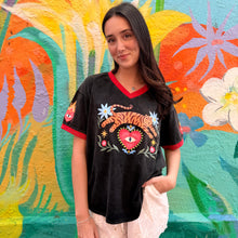 Load image into Gallery viewer, Black Acid Wash 'Tiger Eye' T-Shirt - By Frankie